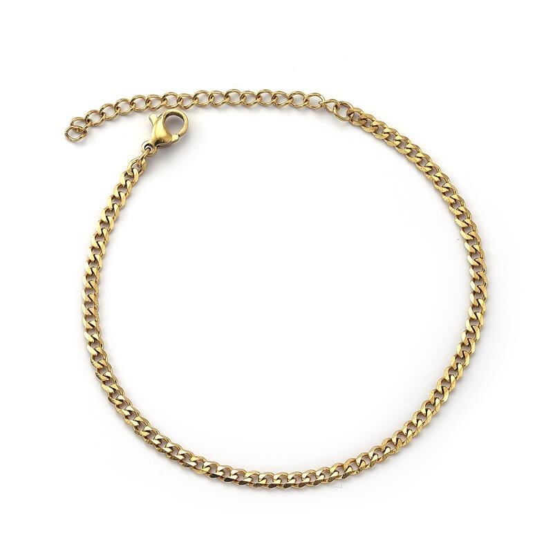 Mode Cubaanse Ketting Armband Voor Mannen Vrouwen 316L Rvs Mannelijke Sieraden Armbanden Met Extender Verstelbare Bangle: Gold 3mm