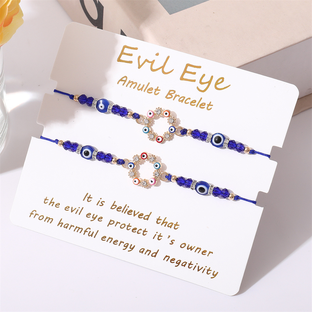 Pulseras turcas contra el mal de ojo para hombres y mujeres, tobillera trenzada de amistad, de protección hecho a mano, joyería de deseo de la suerte, 2-3 piezas por juego: Cobalto violeta