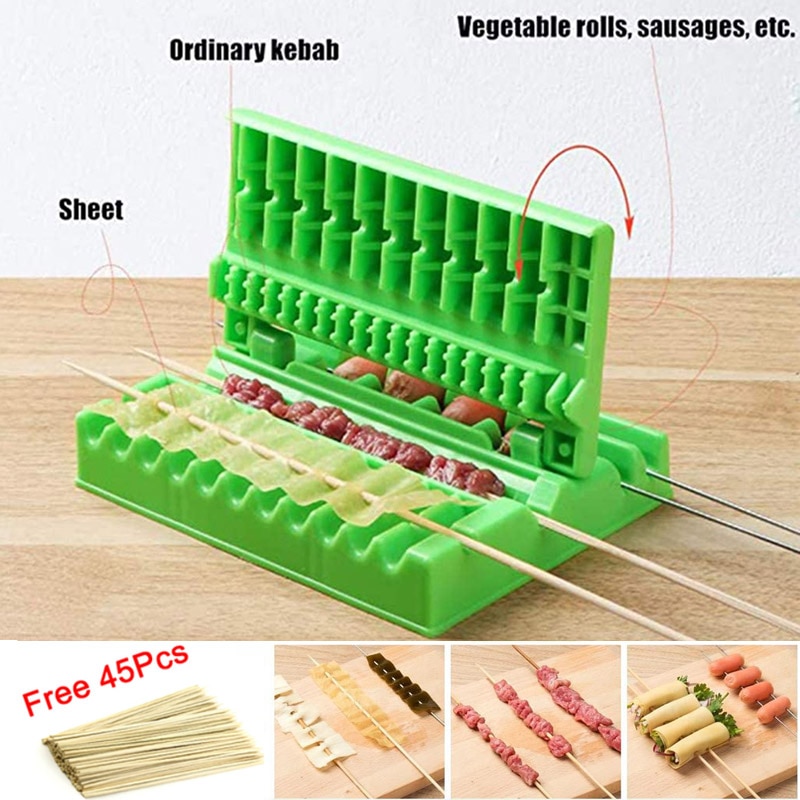 Barbecue Skewers Food Grade PP BBQ Kabob Skewer Maker Tools Easy Barbecue Kebab Maker Meat Skewer Machine BBQ Grill Skewers Tool