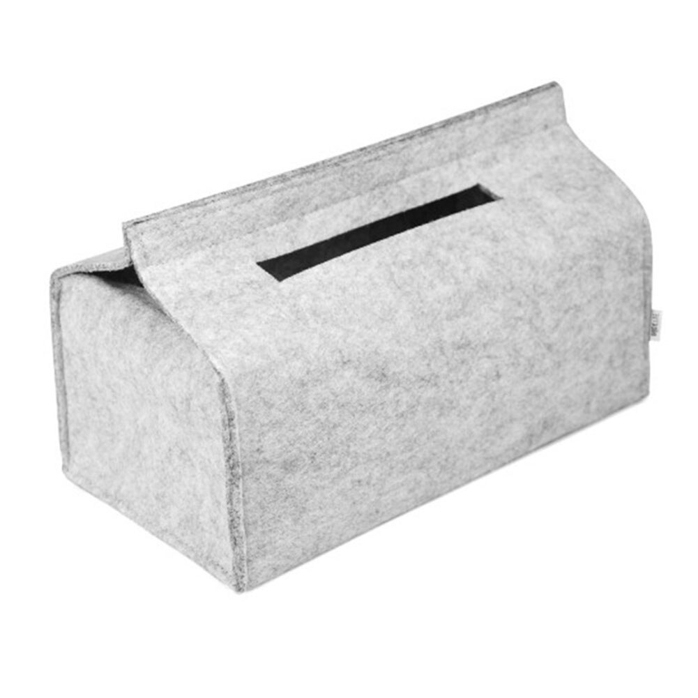 Caja de pañuelos de coche cuadrada de papel de fieltro de lana, contenedor de caja de pañuelos de coche, bandeja sólida de para el hogar, oficina, bombeo de fieltro: Blanco