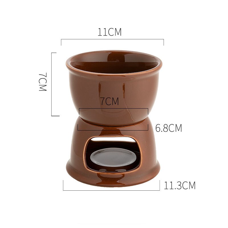 Fondue Pot Set, Glazed Ceramic Fondue Set for Chocolate Fondue or Cheese Fondue – Perfect Idea for Birthday: Auburn