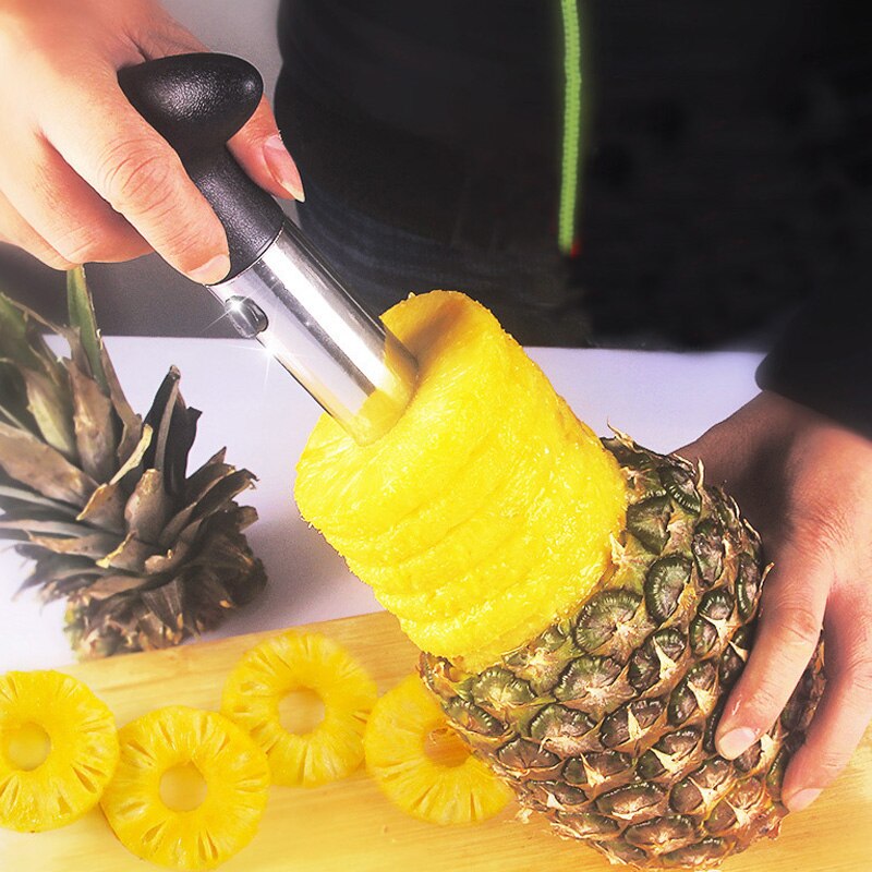 Pelador en espiral de piña de acero inoxidable, cortador de piña en espiral con mango de PP, máquina cortadora de piña, utensilios de cocina