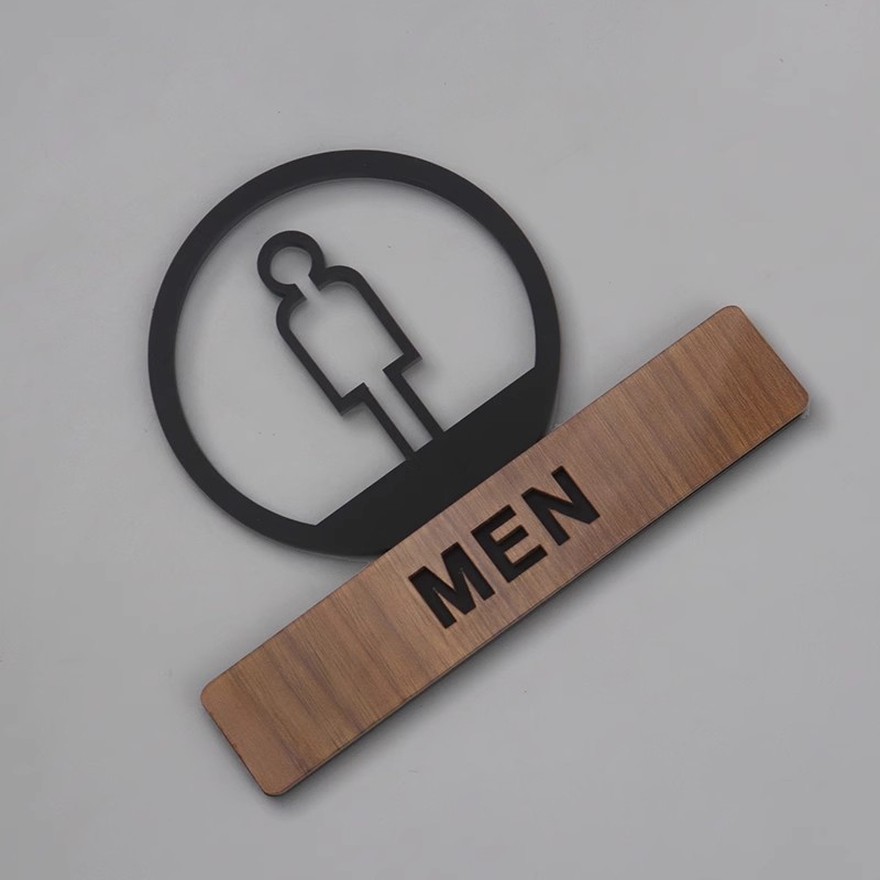 Ausgehöhlte Toilettenschilder, kreatives Türschild, Herren- und Damen-Badezimmer-Erinnerungsschild, Wandaufkleber, öffentliche Toilette, WC-Beschilderung: 40x30 cm / Rose Goldene
