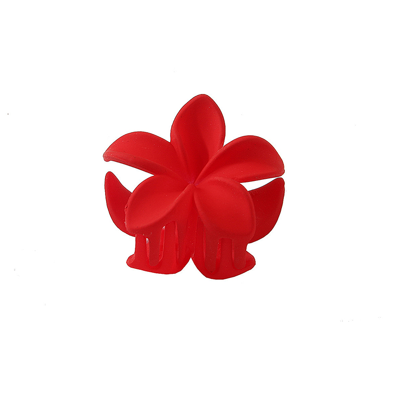 4CM Frauen Kunststoff Haarspangen Süße Und Niedliche Plumeria Blume Form Haarnadel Shark Clip Haar Zubehör Matte Einfarbig Stil: Rot