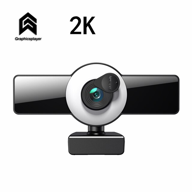 1080P/2K/4K Webcam with Ring Selfie Light Fill Light Built-in Microphone HD Camera for Computer PC Auto Focus Image Sensor: 2k