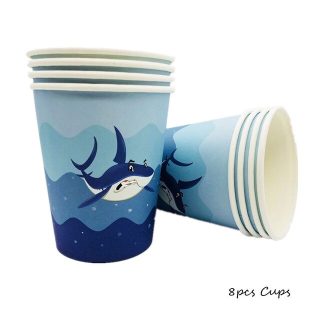 Ocean Shark Disposable Tablecloth 120*180cm Cute Shark Baby Shower Boy Party Decor Shark Cupcake Toppers Supplies: No.3