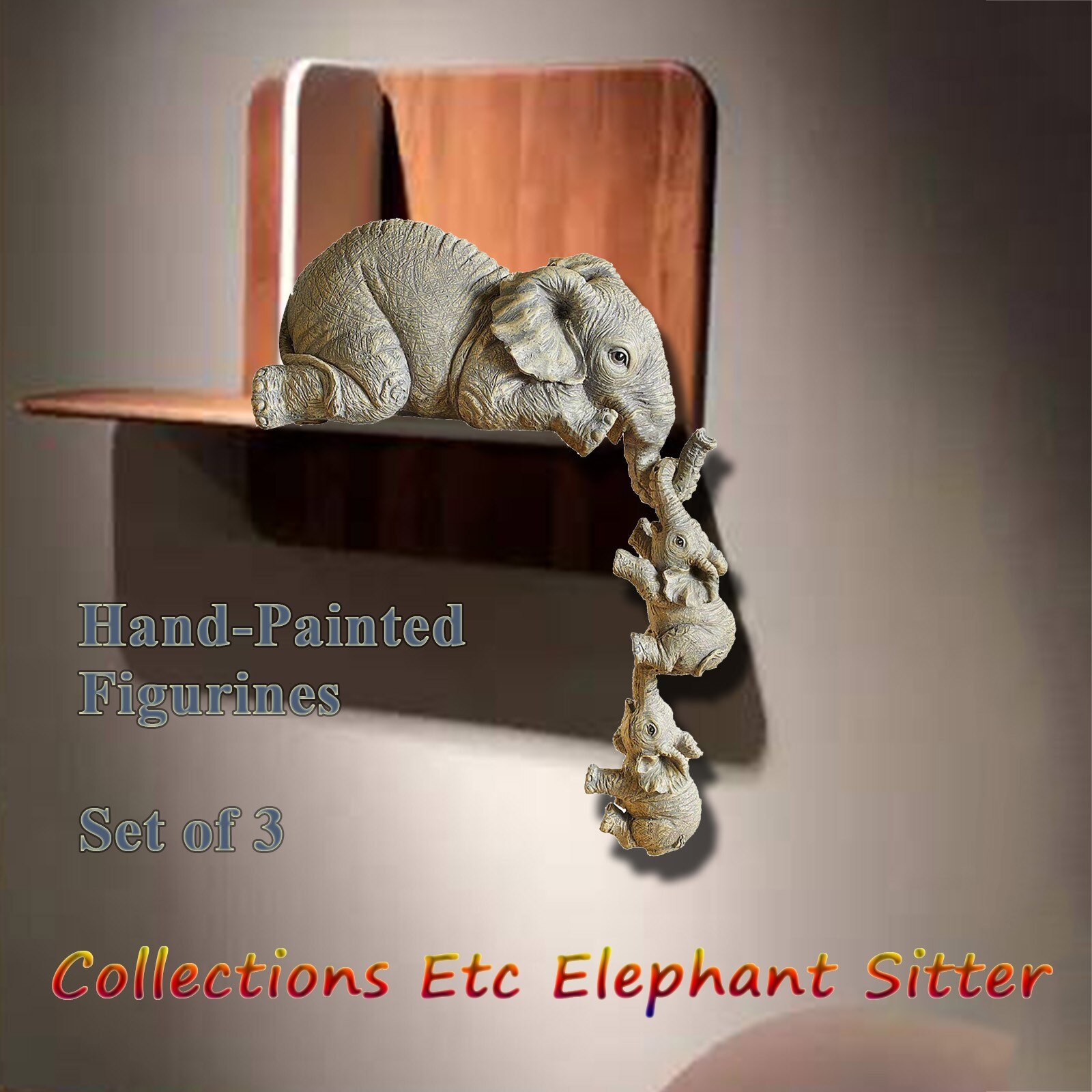 Collecties Hars Etc Olifant Sitter Handgeschilderde Beeldjes Set Van 3 Moeder Twee Baby Moederdag Ornamenten Handwerk *