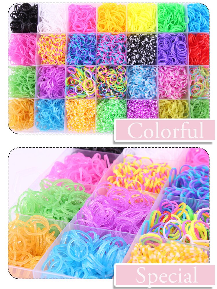 11000PCS Rubber Loom Bands Set DIY Weaving Box Elastic for Weaving Bracelets Braid Set Gummies to Make Bracelet Kit Kids Toy