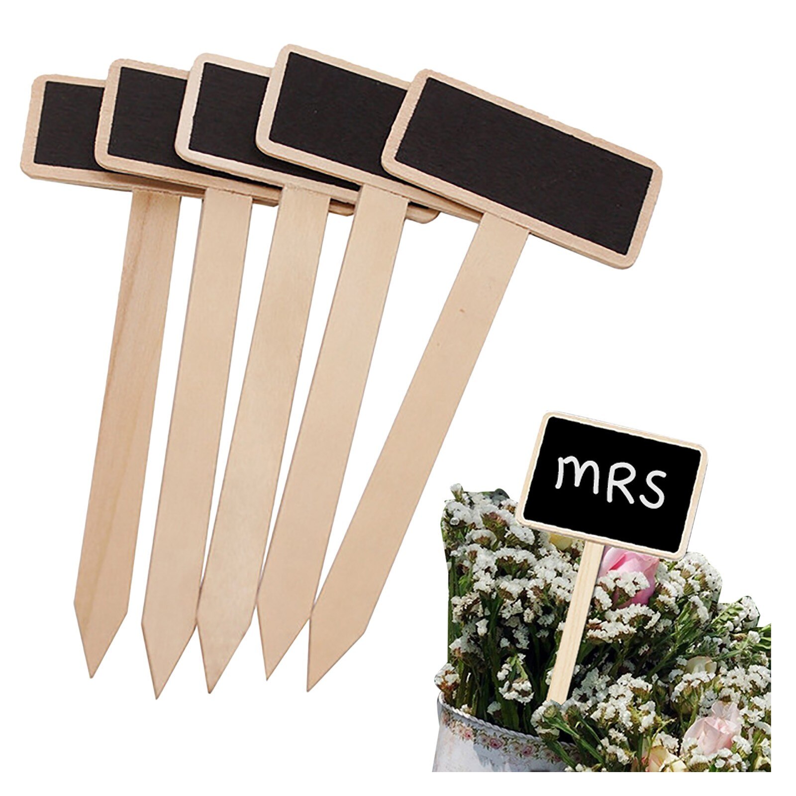 Marquage d'étiquettes de plantes de jardin, 40 Mini panneaux noirs en bois, étiquettes de jardinage imperméables pour jardin d'enfants, Pile de fleurs