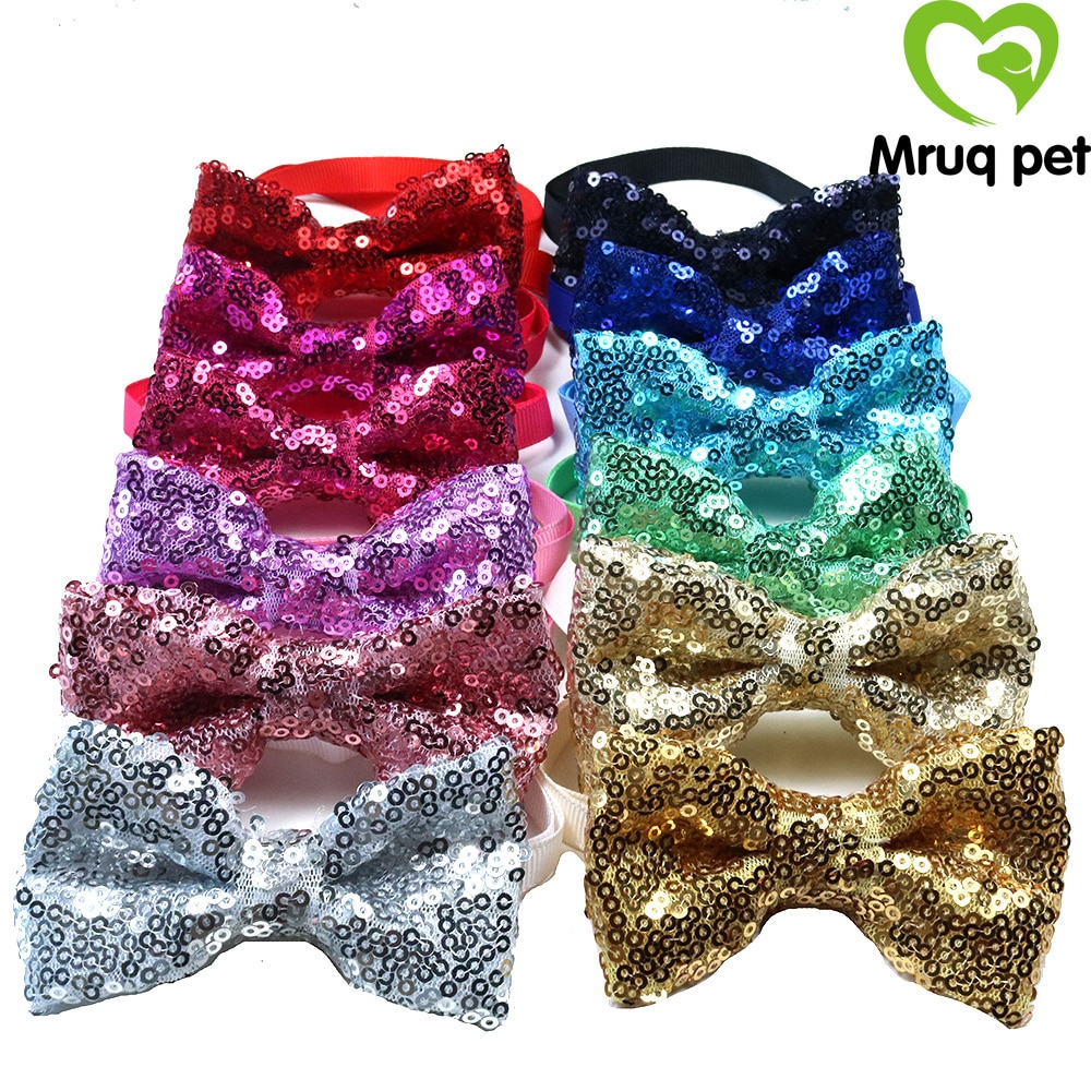 Lazos ajustables de lentejuelas brillantes para perro, gato y cachorro, lazos de aseo, accesorios para perros, suministros para mascotas, 60 uds.