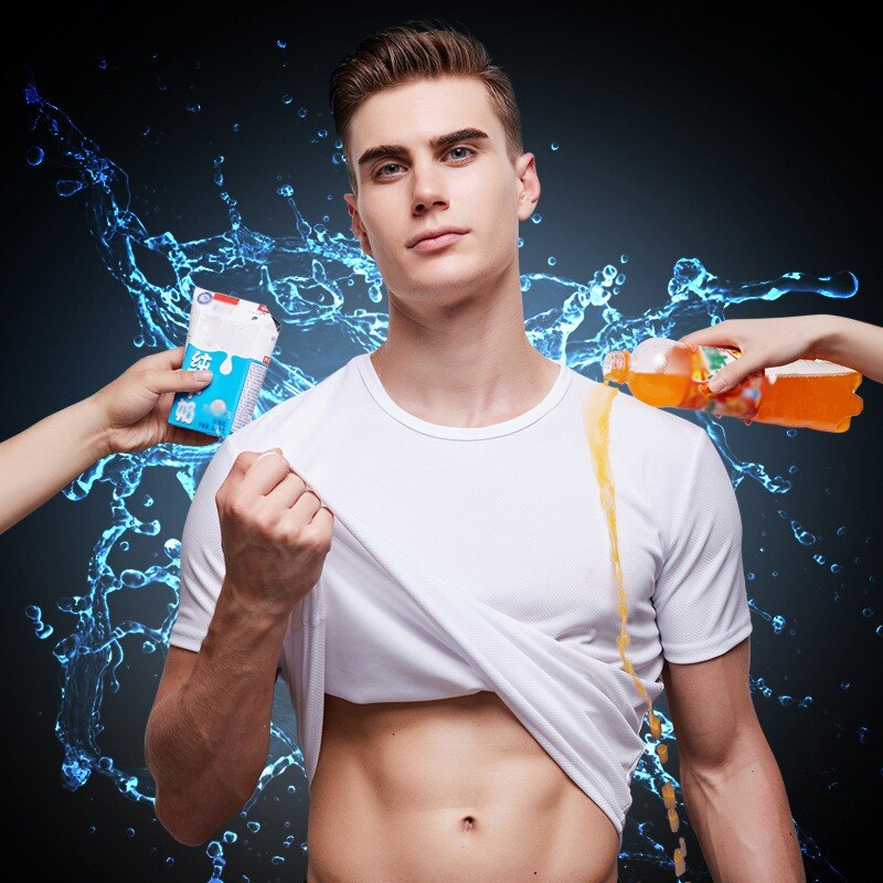 Anti-Dirty Waterproof Men T-Shirt Hydrophobic Stainproof Breathable Shirt Antifouling Quick Dry Top Short Sleeve T-Shirt