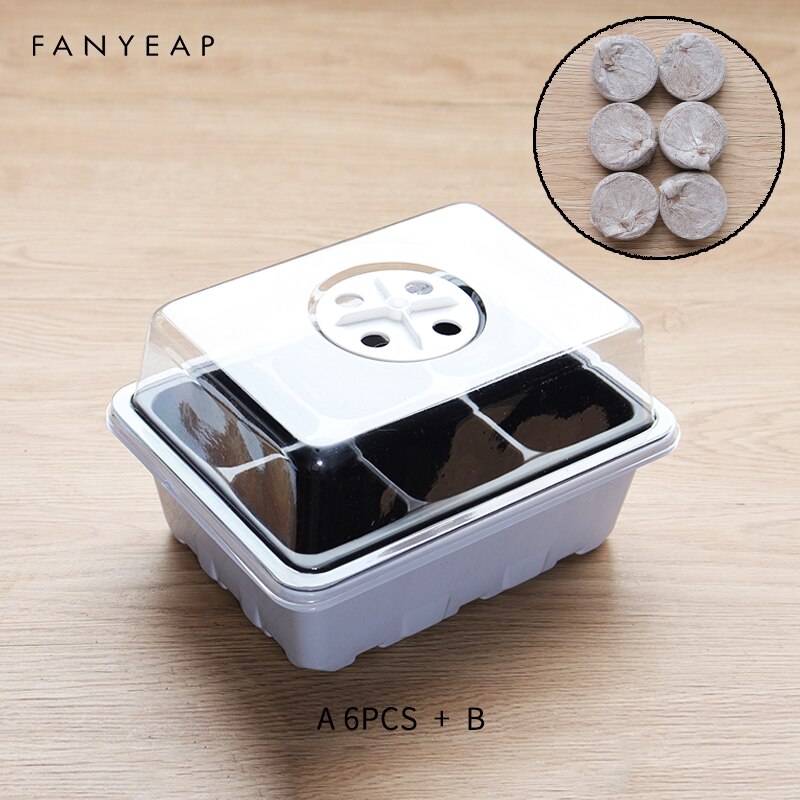 Nursery Pots Plant Seed Box Tray Insert Seeding Case Plastic Plant Seeds Growing Box Base Garden Grow Box: A 6PCS  AND B