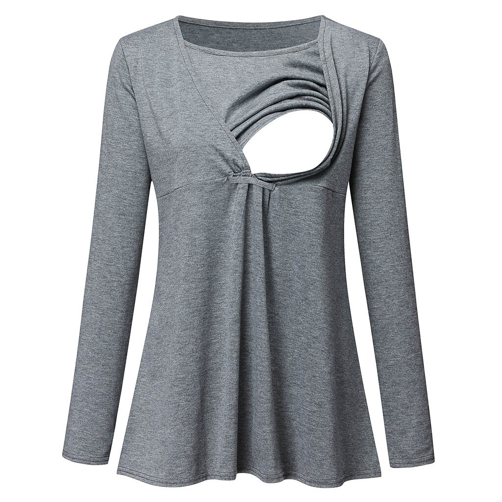 Gravidklær kvinner vinter gravid amming barsel o-hals langermet fast bluse vetement femme #guahao
