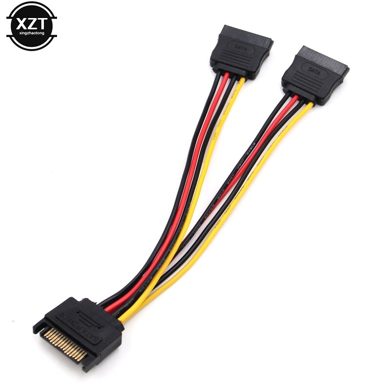 Newest SATA 15Pin Male To 2 SATA 15 Pin Female 15Pin Power HDD Splitter Connector Cable for PC Computer