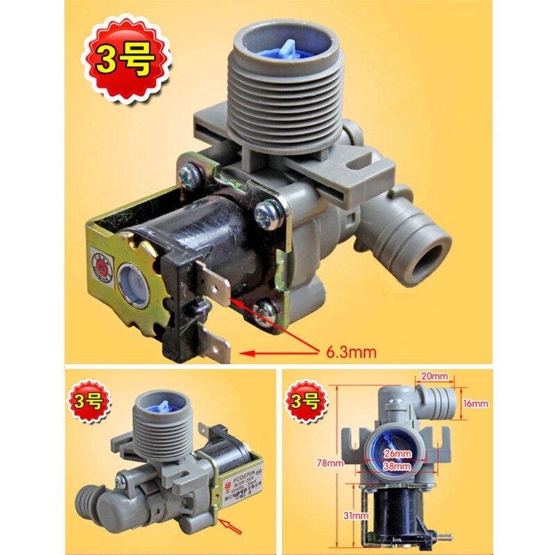 Universal Washing Machine Water Double Inlet Valve Home Electrical Appliance Durable Replacement Parts: 3