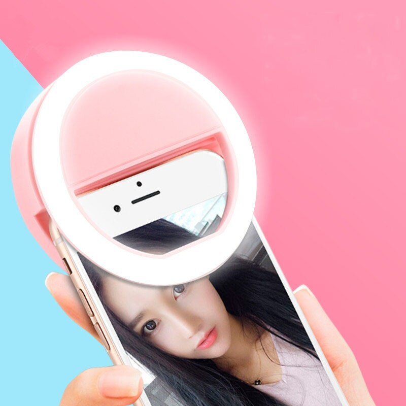 Makeup Mirror Mobile Phone Selfie Light LED Auto Flash For Cell Smartphone Round Portable Beauty Flashlight Makeup Glass espejo