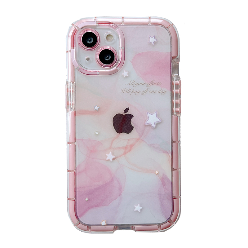 Funda de parachoques luminosa de cielo estrellado de sueño púrpura rosa para iPhone 11 12 13 14 15 Pro Max XS XR X 14 Plus cubierta transparente a prueba de golpes: Para iPhone 15 Pro Max / Negro
