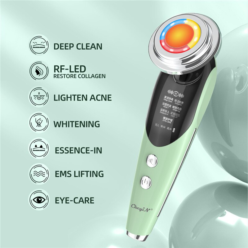 CkeyiN Radio Frequency Face LED Massager Skin Rejuvenation Whitening EMS Photon Lifting Micro-Current Face Lifting Anti-Wrinkle
