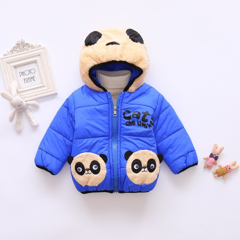 Winter Kids Meisjes Leuke Panda Patroon Jas Baby Jongens Jas Warm Katoen Hooded Bovenkleding Voor Meisjes Kinderen Kleding: blue / 18m