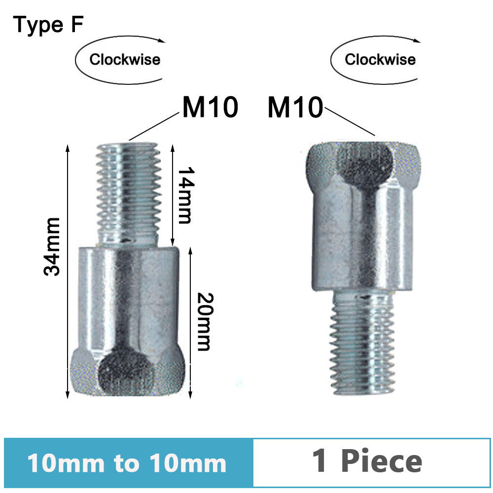 1pc adaptadores de espelho da motocicleta m10 10mm m8 8mm preto prata aço metal parafuso adaptador espelhos retrovisores conversão parafuso rosca: Champagne