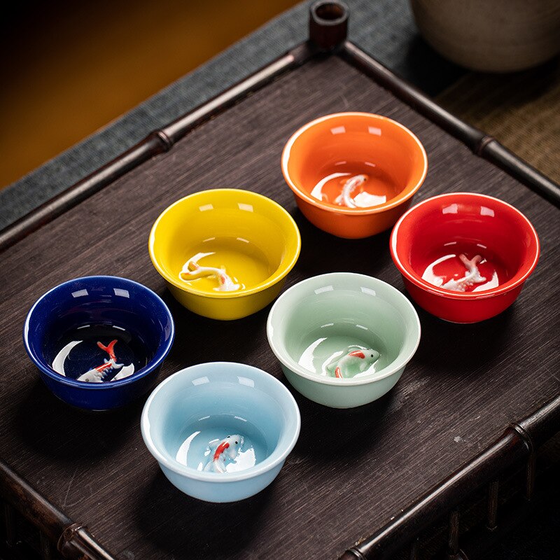 Neue Teekanne Tasse Regenbogen Fisch Tasse Kung Fu Tee-einstellen Bunte Teekanne Tee Tasse Keramik Tee-einstellen Geschirr Küche zubehör: 5