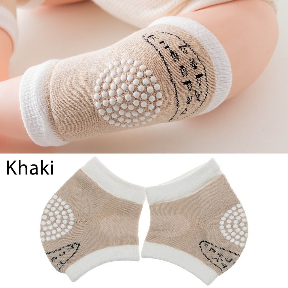 Un par de calcetines transpirables de seguridad para niños que gatean, almohadillas de seguridad para bebés, calentadores de piernas para bebés, calcetines transpirables antideslizantes para gatear: B-Khaki