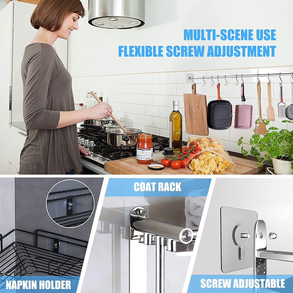 10pcs Adhesive Screws Wall Mount Hanging Nails No Drilling Screw Sticker Photo Frame Hanger for Bathroom Kitchen Storage Picture