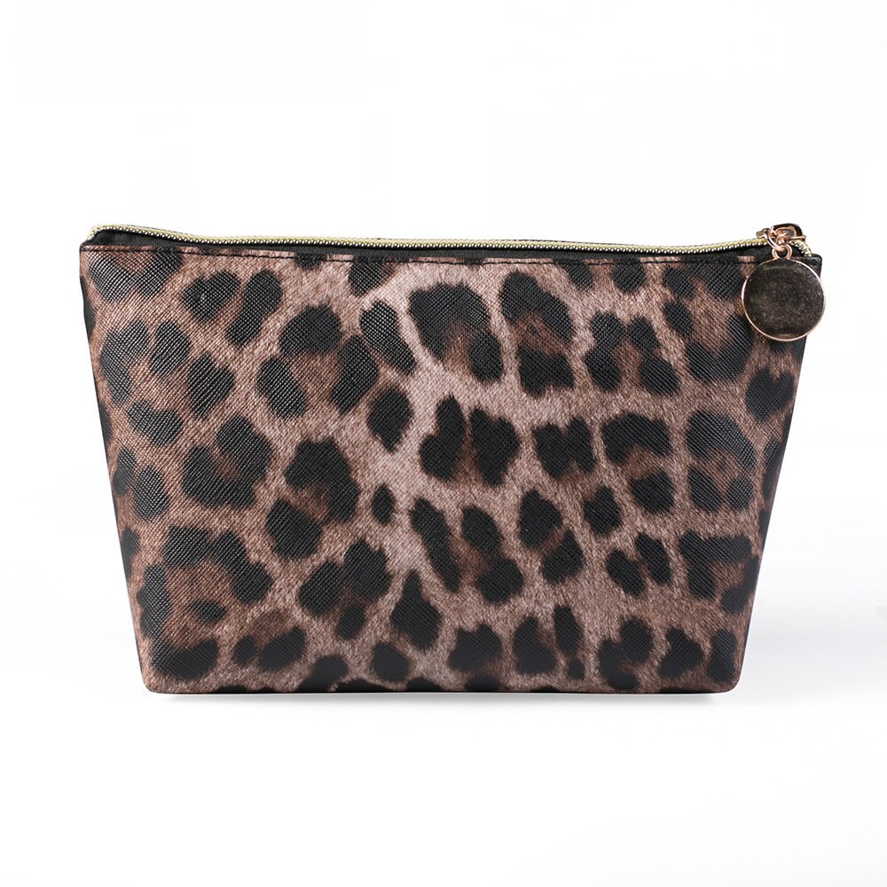 Material de oficina para escuela, , estuche para lápices de leopardo, bolsa de cosméticos Kawaii de PU, caja de lápices de arte portátil, almacenamiento de papelería: Leopard-Dark2