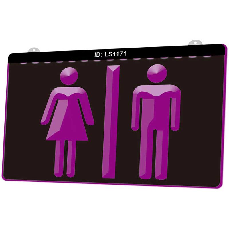 Ls1171 toiletten toiletten 3d graveren led-lichtbord meerdere kleuren gratis detailhandel