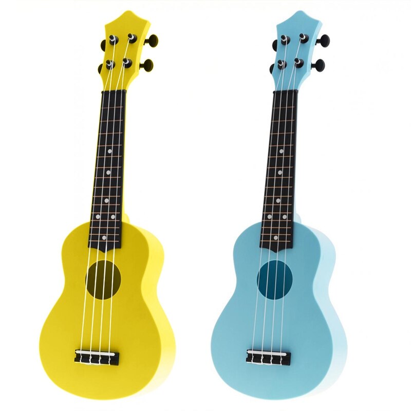 2Stck 21 Zoll Akustische Ukulele Uke 4 Saiten Hawaii Gitarre Gitarre Instrument für freundlicher und Musik Anfänger-Blau & gelb: Ursprünglich Titel