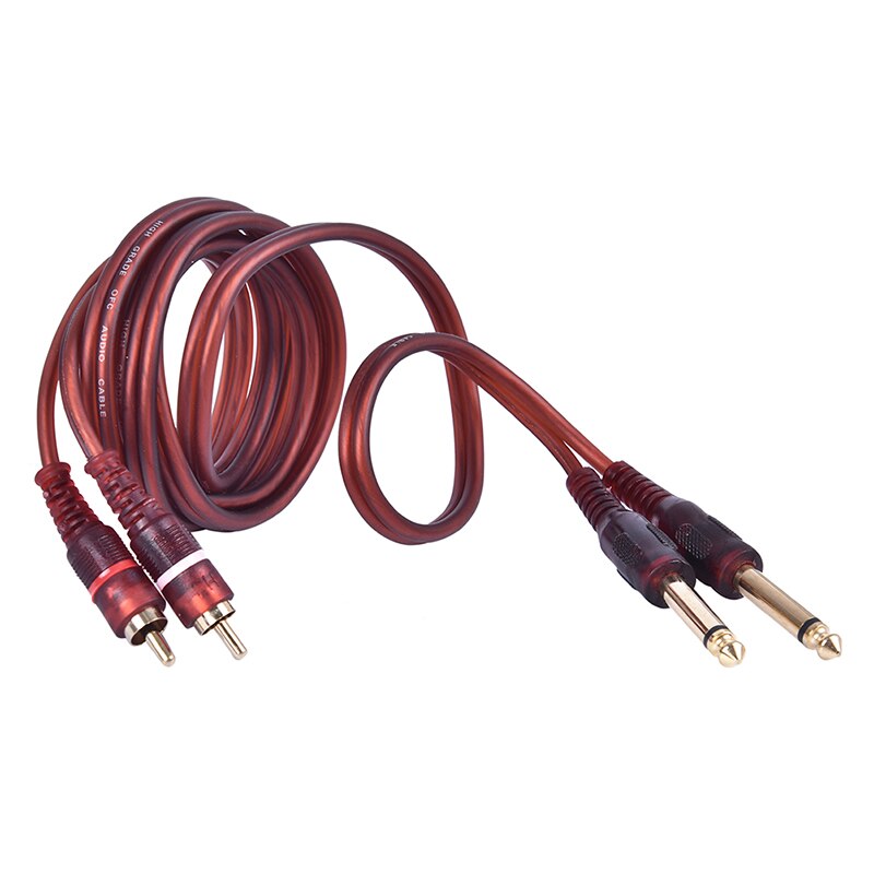 1pc 1.5M Cable, Dual RCA Male to Dual 6.35mm 1/4 inch Male Mixer Audio Cable