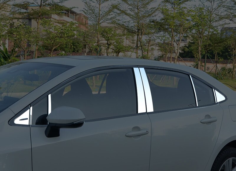 Stainless Steel Car-Styling Accessories Whole Kit Window Sill Pillars Guard Cover Trims for Toyota Corolla Sedan E210