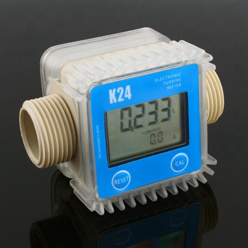 Digital Lcd K24 Flow Meter Turbine Fuel Flow Tester For Chemicals Water Sea Liquid Flow Meters Measuring Tools