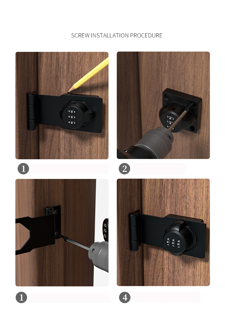 Pestillo de cerradura de combinación de 90 grados, pestillo de puerta, cerradura de puerta corredera, cerradura de puerta abierta, hebilla de puerta de seguridad de habitación