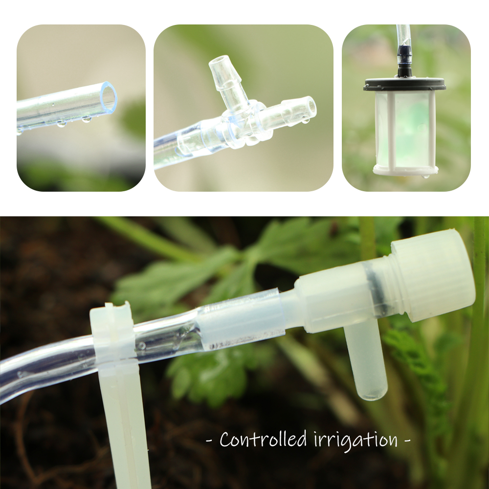1/4"Transparent Hose Micro Drip Irrigation Kit with Regulating Valve Dropper Garden Indoor Potted Plant Saving Watering Device