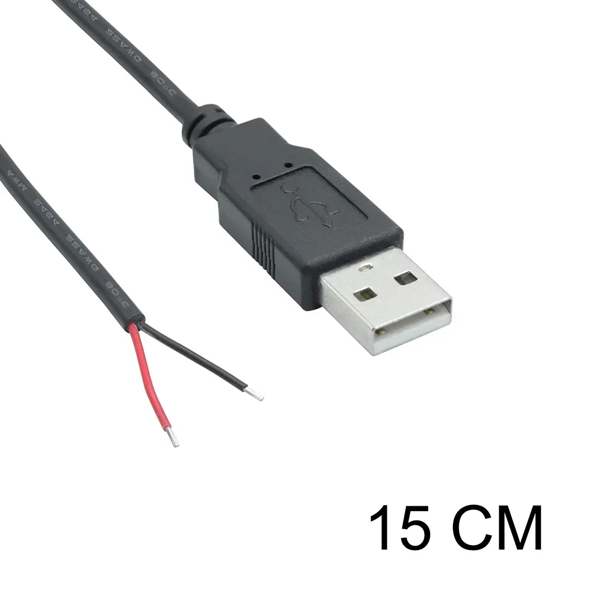 Cable USB Pigtail macho hembra Cable de alimentación pelado conector de repuesto de 12V para tira LED USB reemplazar reparación ventiladores altavoz: Gris oscuro