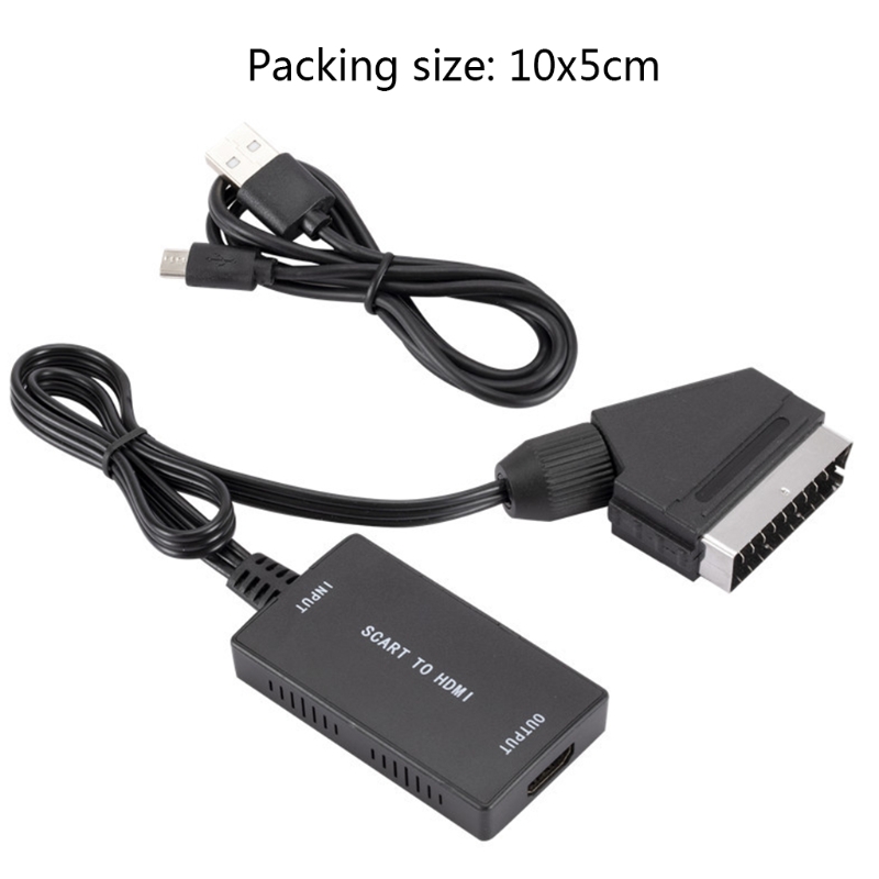 Adaptador escalador convertidor compatible con SCART a HDMI, , salida 1080P