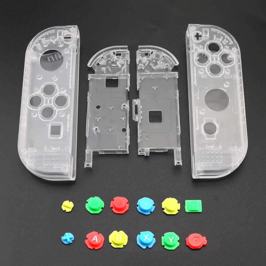 YuXi Clear White Plastic L R Housing Case Cover for Nintend Switch NS NX Joy Con Console Shell Replacement Parts: W with Buttons