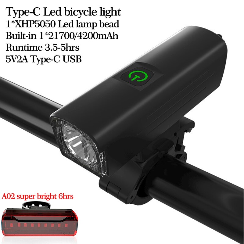 Type-C Usb Fiets Led Verlichting Ingebouwde 21700Mah 4200Mah Racefiets Lamp Waterdicht Mountain Cycle koplamp Rijden Accessoires: QB105-A02 s6hrs