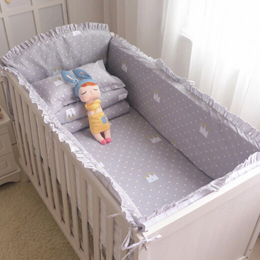 Bambino Letto Paraurti Culla Paraurti di Protezione 100% Della Stampa di Cotone Molle di Sicurezza Del Bambino Del Bambino di Sonno Set di Biancheria Da Letto Per Il Bambino Appena Nato Paraurti: gray crown 120x60