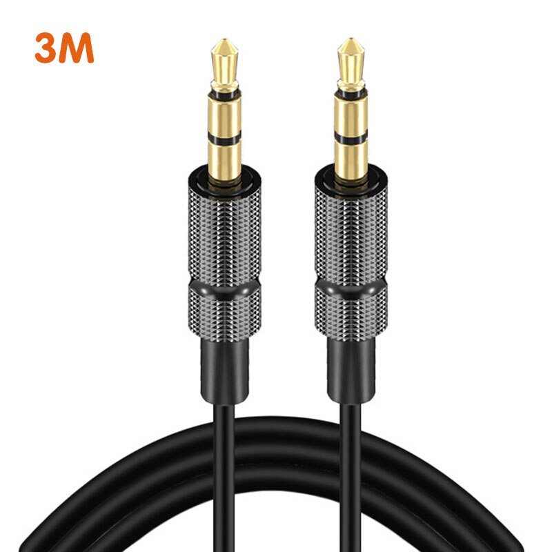 1m/2m/3m Aux Audio Line 3.5mm Audio Cable Gold-plated Stereo Car Aux Audio Line Public Audio Line 3.5mm Digital Cables For Phone: 03 BLACK 3M