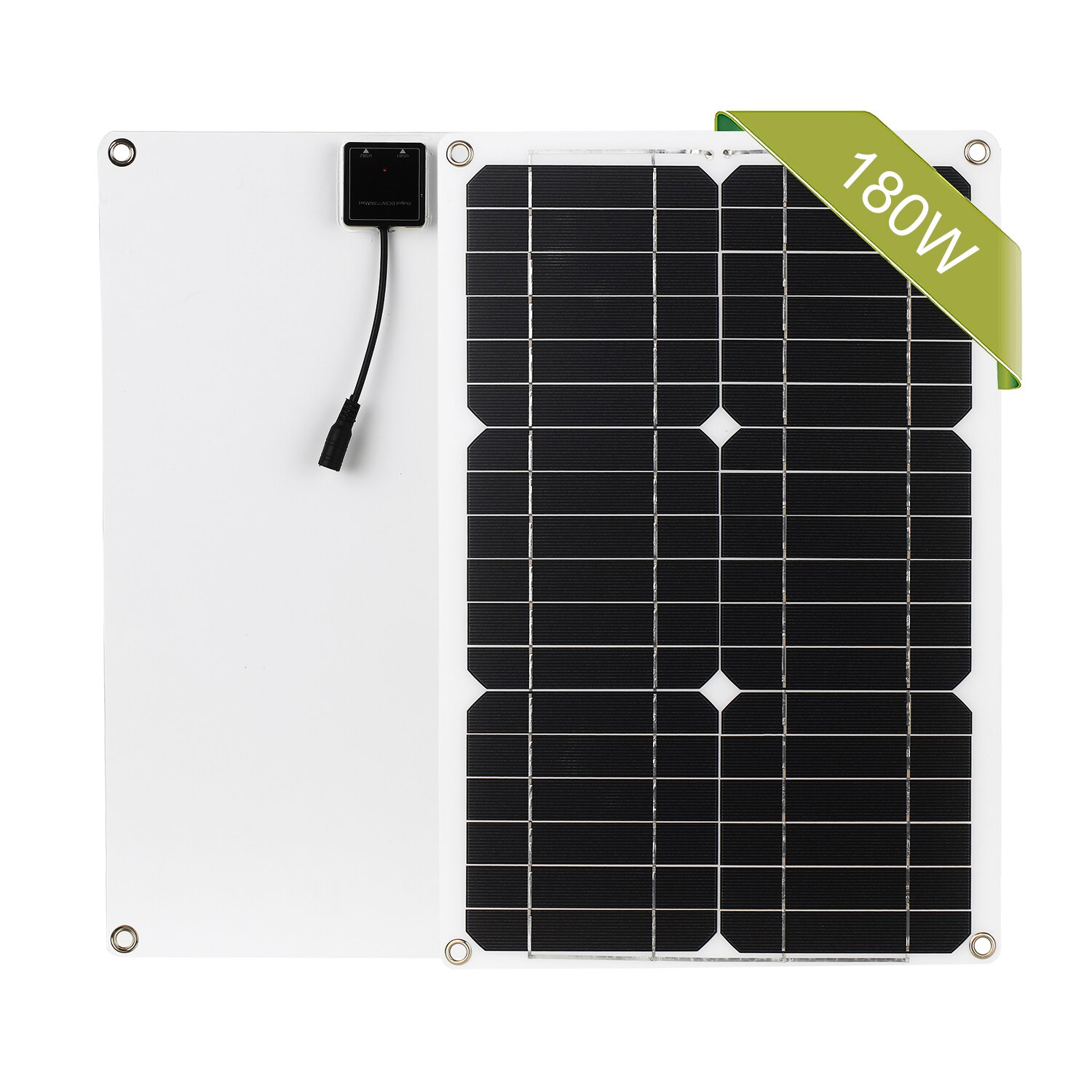 Kit de Panel Solar de 180W y 12V módulo monocristalino fuera de la red con controlador de carga Solar Kits de Cable de conexión SAE, energía Solar: Dual-USB NO Con