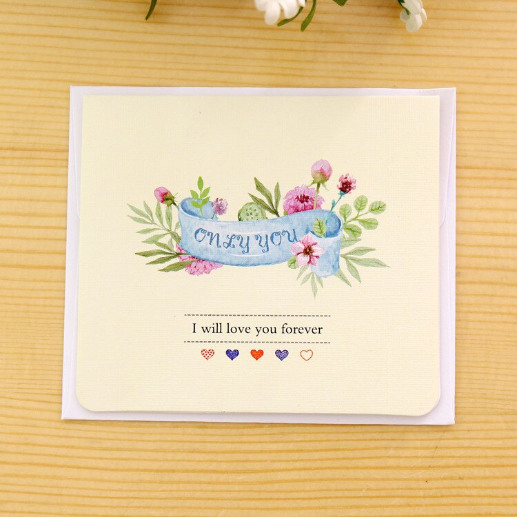 Flower Greeting Paper Card Best Wishes Foldable Message Notepad Birthday Blessing Thank You Happy Xmas Small Stationery: 1PC greeting card  A
