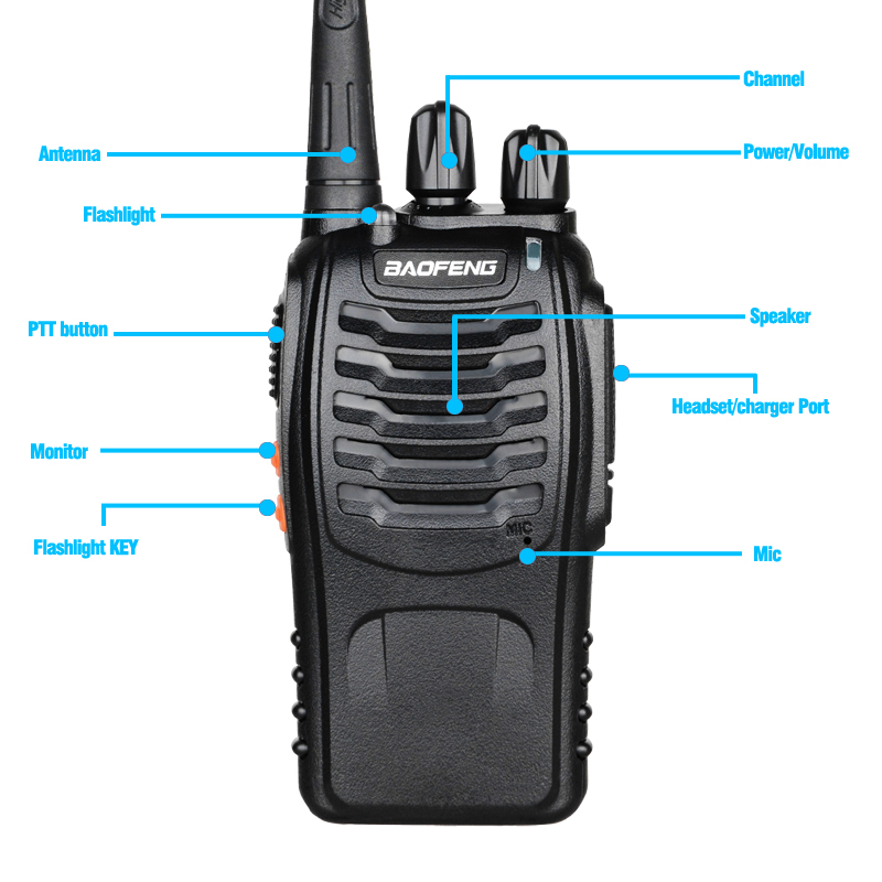 Baofeng BF-888S Walkie Talkie 888s UHF 5W 400-470MHz BF888s BF 888S 666S H777 Long Range Two Way Radio For Hunting Hotel