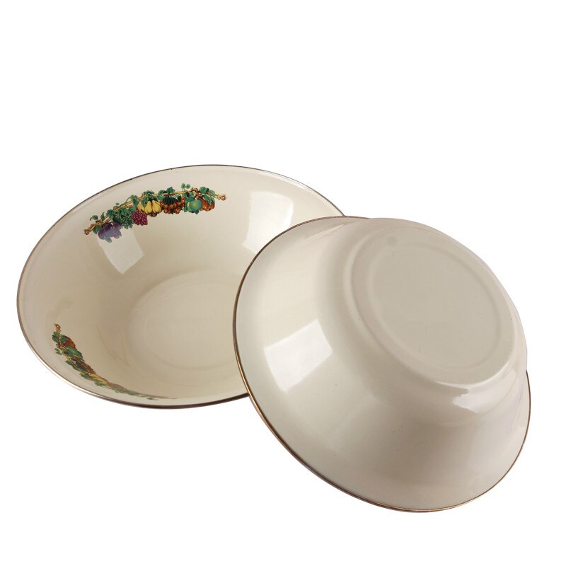 Retro nostalgisk tyk emalje skål, emalje spand og nudelskål, emalje suppe skål, emalje dumpling fyld blandeskål