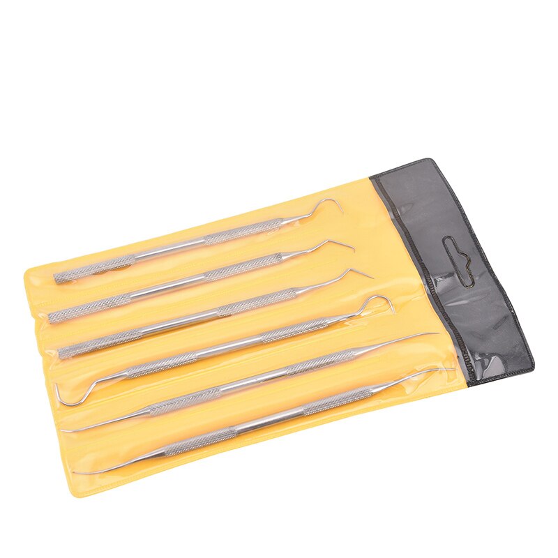 Firedelt sett seksdelt sett til alternativer tannmaterialer tanninstrumenter periodontalt instrument curette sonde: Sølv
