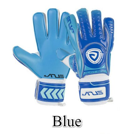 JANUS Soccer Goalkeeper Gloves With Finger Protection Thickened 4mm Latex Football Goalie Gloves Goal keeper Gloves: Blue / 7