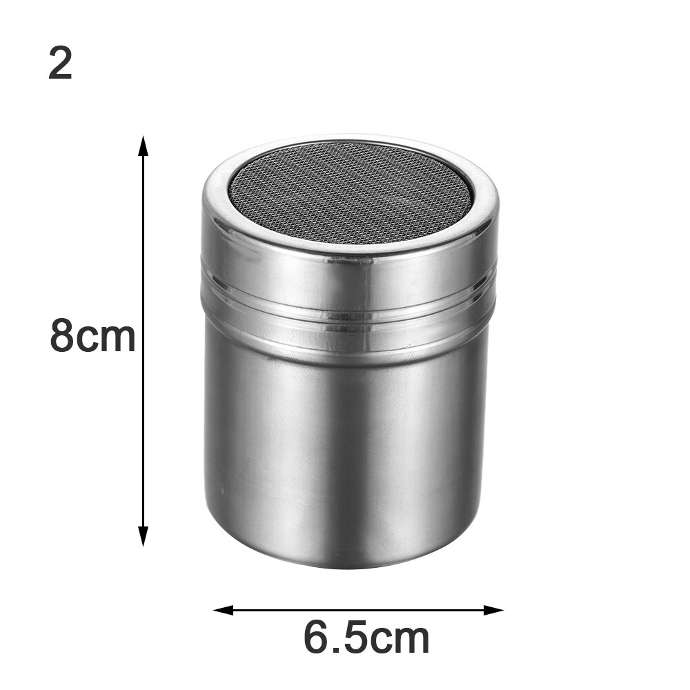 1PC Stainless Steel Chocolate Shaker Cocoa Flour Coffee Sifter Lid Shaker Cooking Tools Coffee Accessories Pastry Seasoning Box: 02