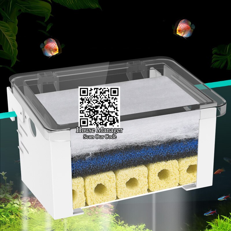 NEUE Aquarium Filter Kasten 3 Größe Montieren Leicht-installieren Hängen hoch Fisch Panzer Zubehör Biochemischen Material Oberen Filter Rinnsal Kasten