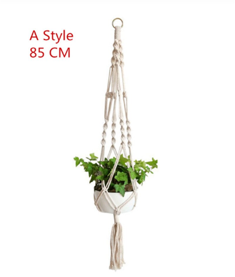 Macrame Plant Hangers Indoor White Cotton Rope Flowers Pots Hanging: A 85CM